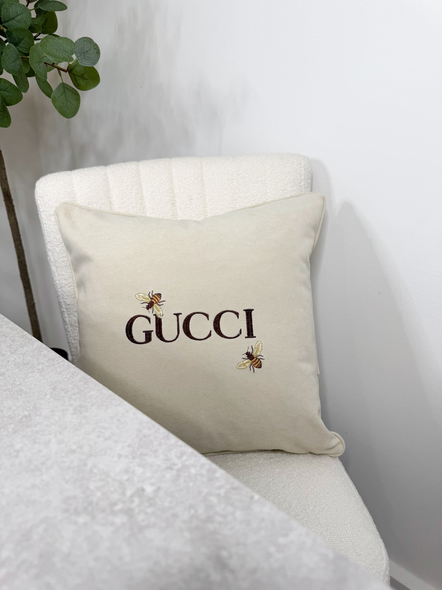 Cream Bee Cushion Cover