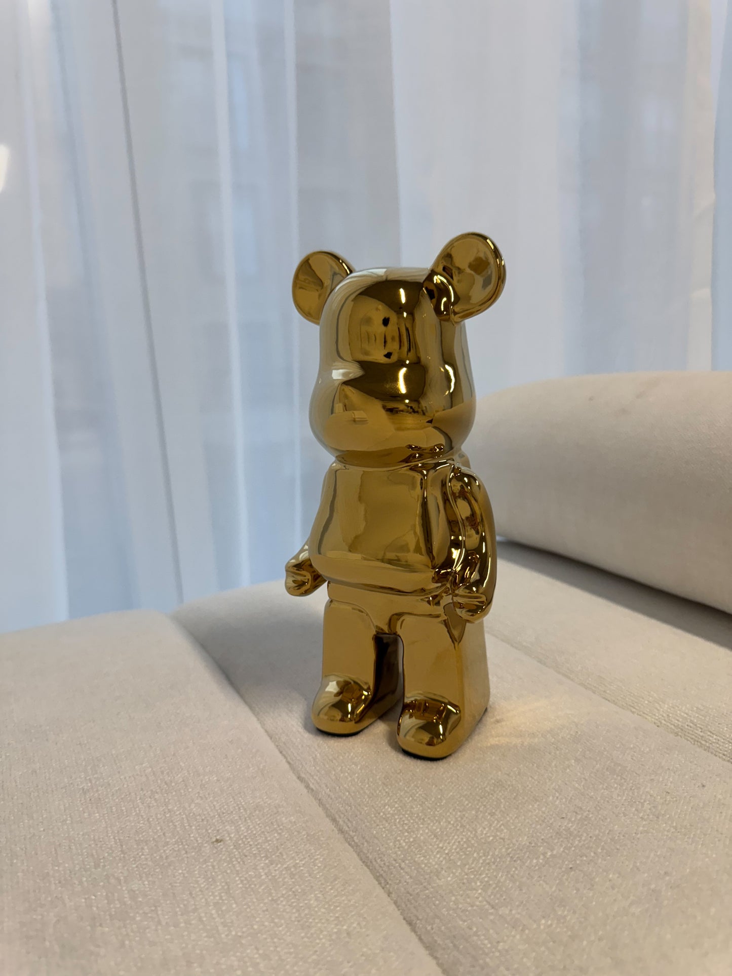GOLD bear brick piggy bank ceramic sculpture