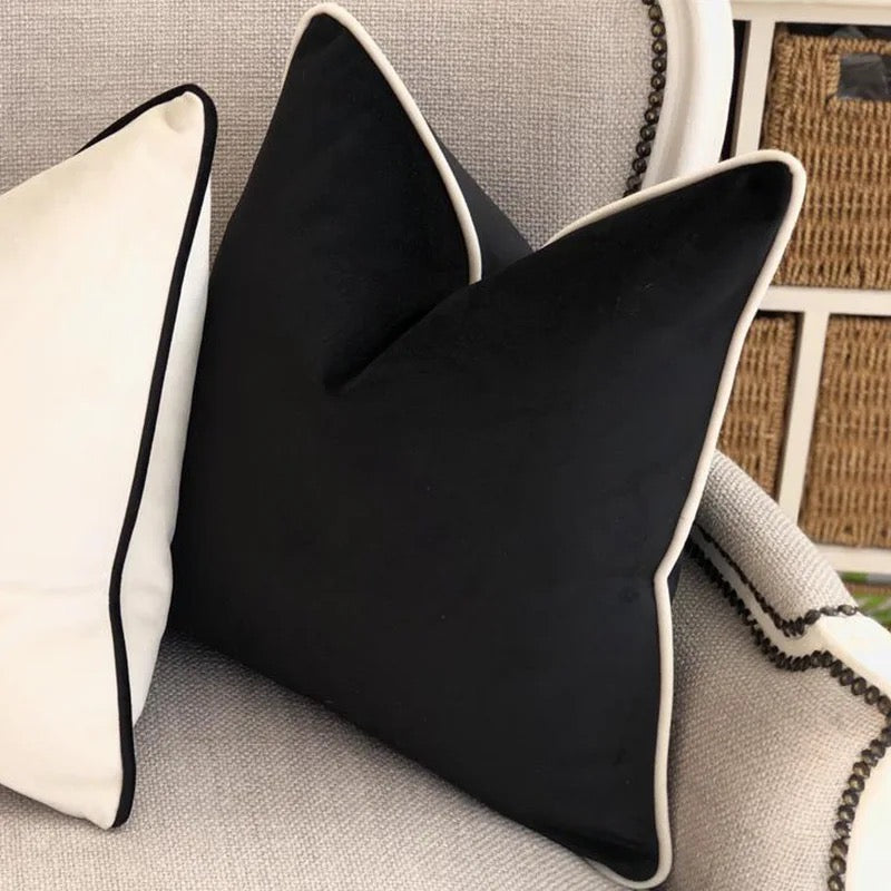 Black and White Edge Piping Cushion Cover