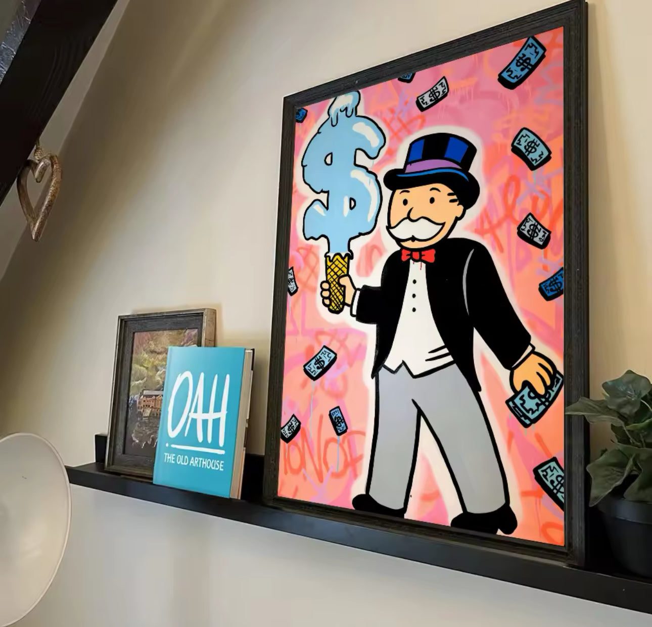 Peach Ice Monopoly Man Cotton Canvas Print