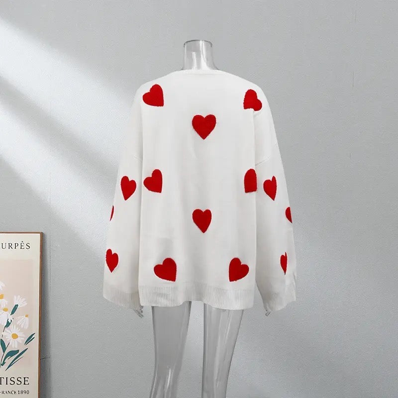 Cosy White Love Heart Jumper
