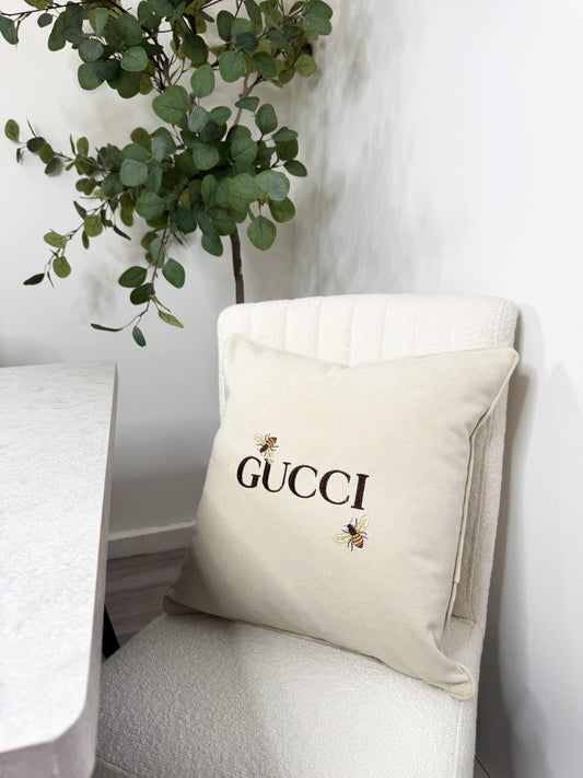 Cream Bee Cushion Cover