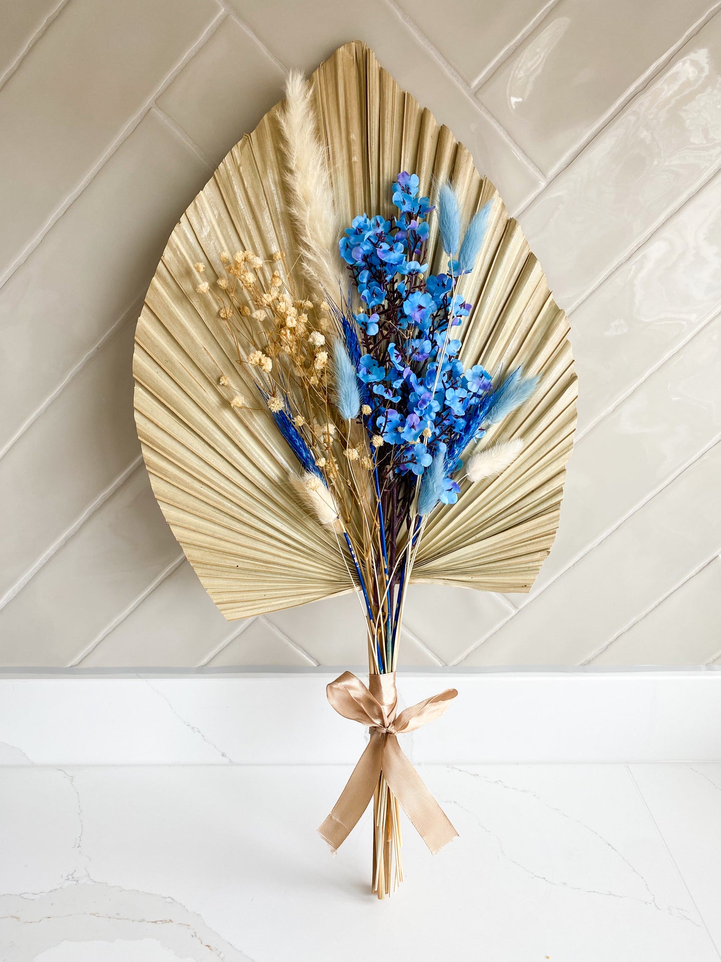 Blue Flower Dried Fan Bouquet