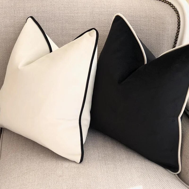 Black and White Edge Piping Cushion Cover