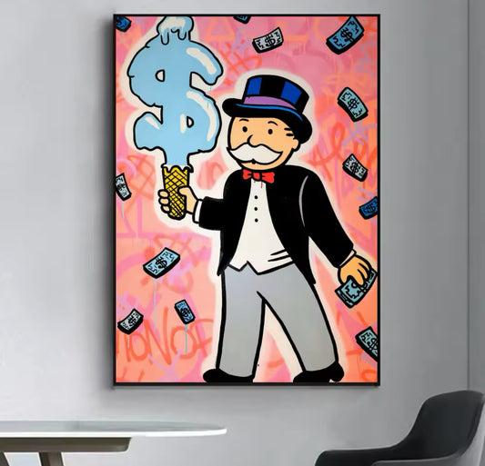 Peach Ice Monopoly Man Cotton Canvas Print