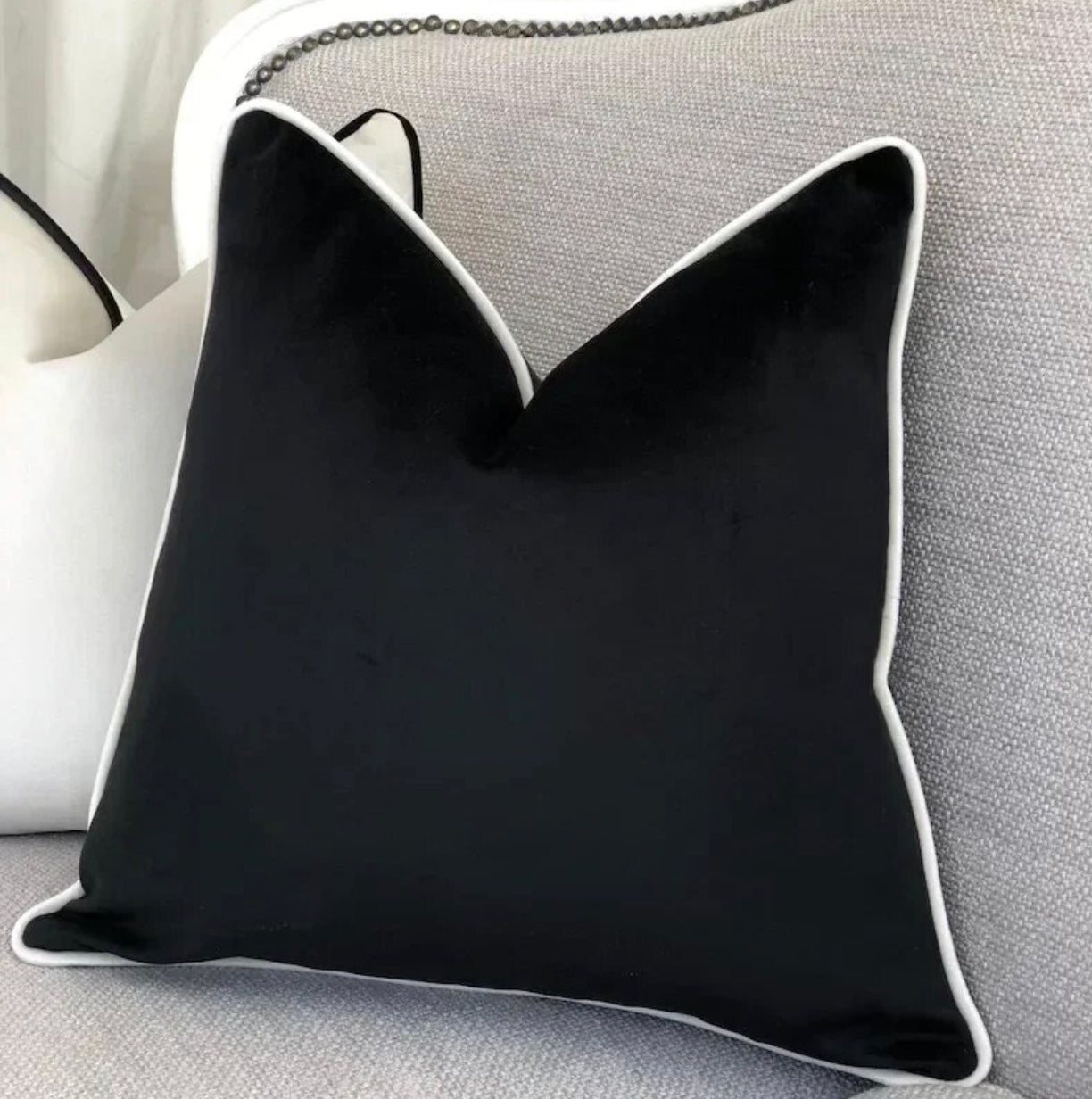 Black and White Edge Piping Cushion Cover