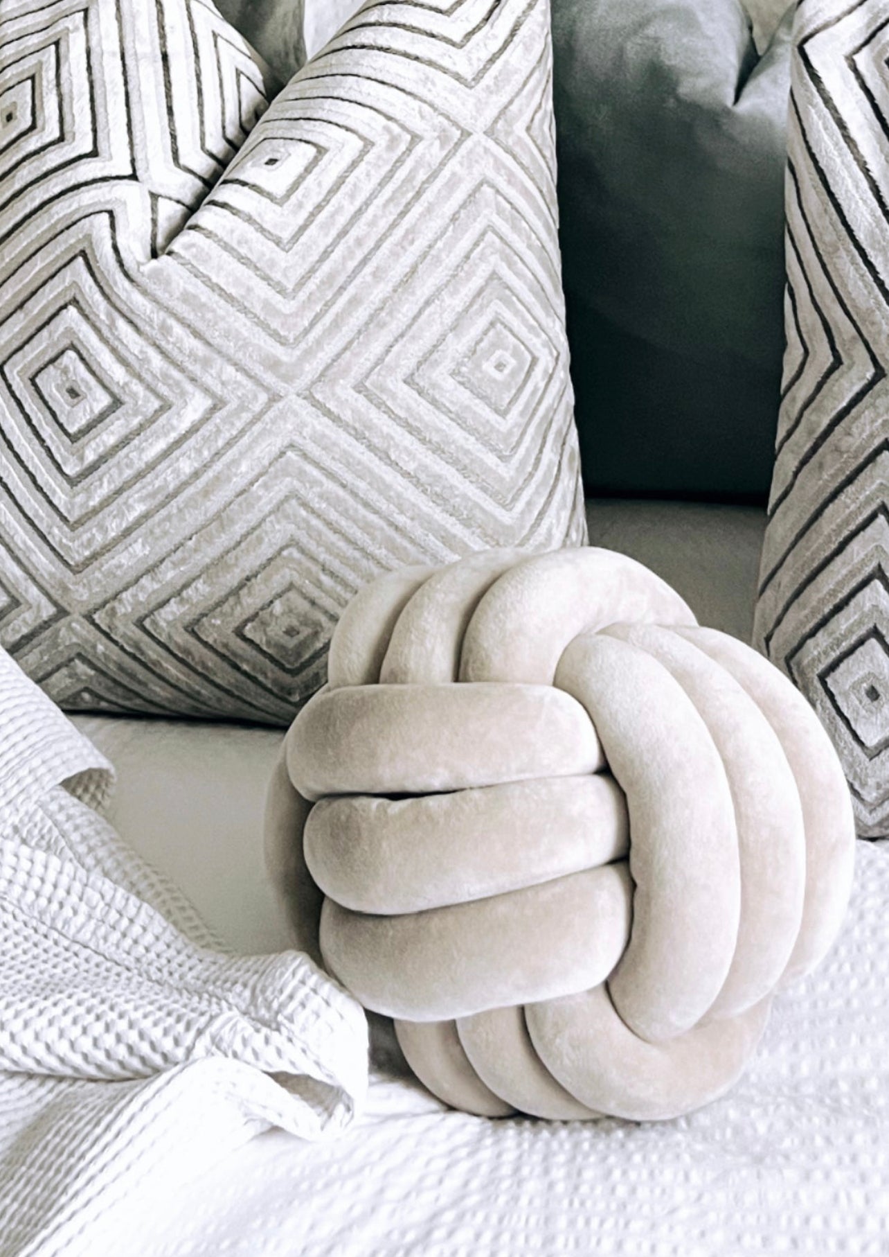 Greige Wrap Ball Cushion