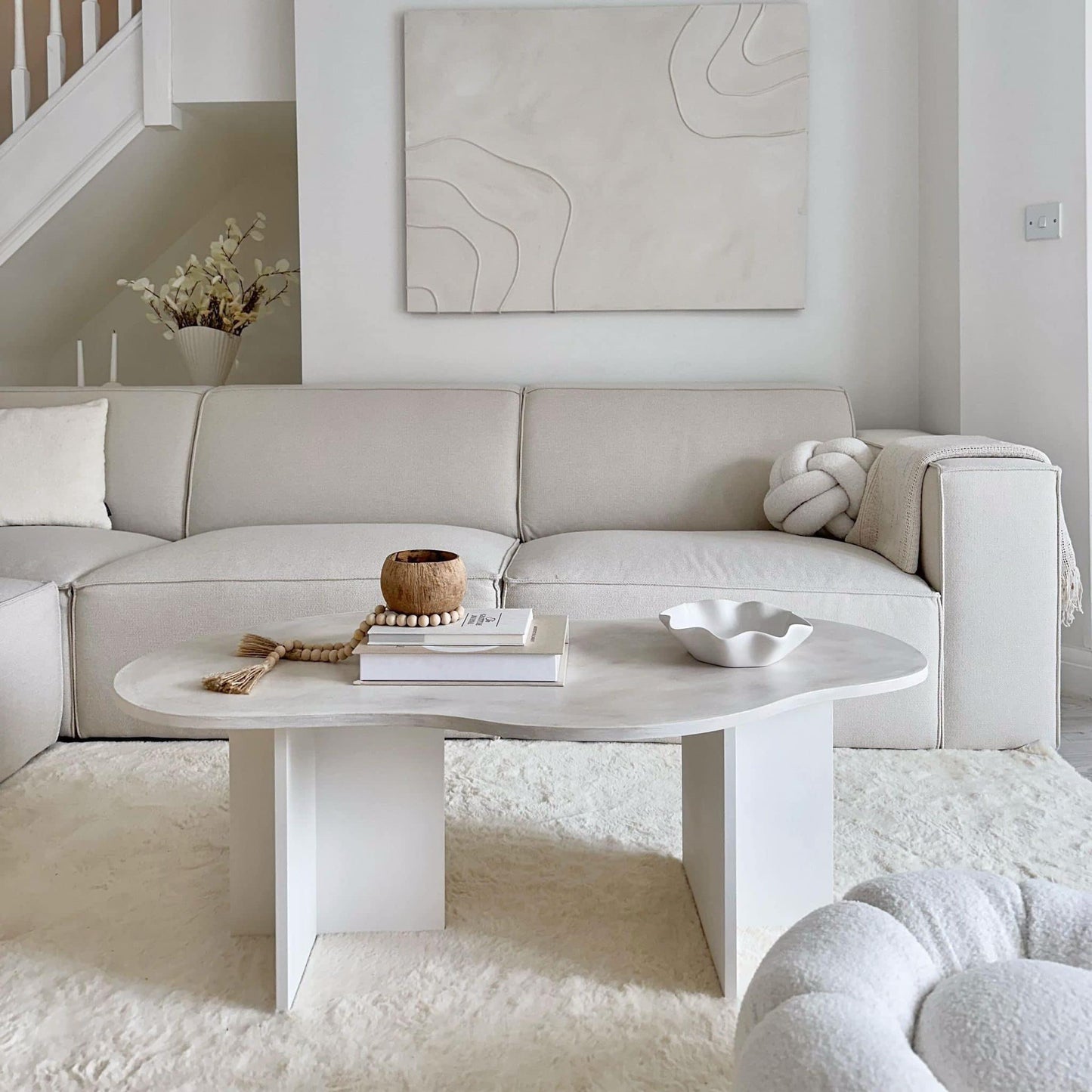 Ivory 3 Seater Sofa + Footstool