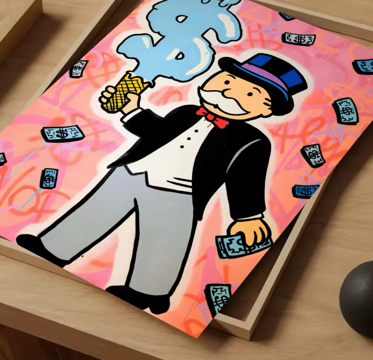 Peach Ice Monopoly Man Cotton Canvas Print