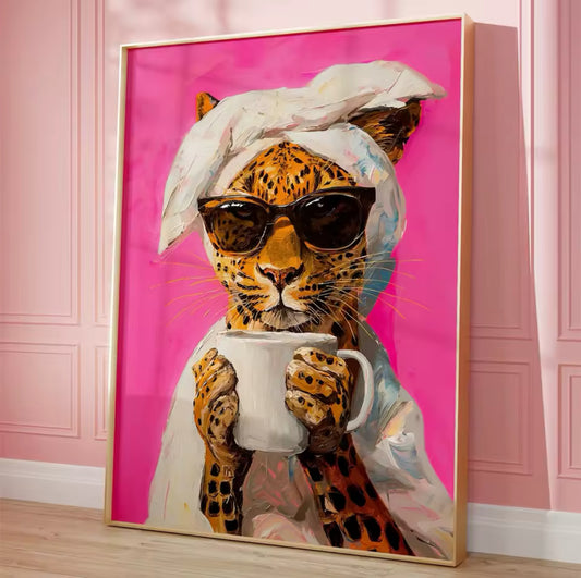 Pink Leopard Cotton Canvas Picture