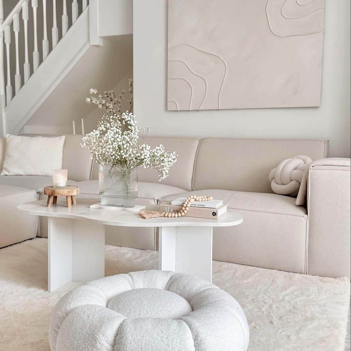Ivory 3 Seater Sofa + Footstool