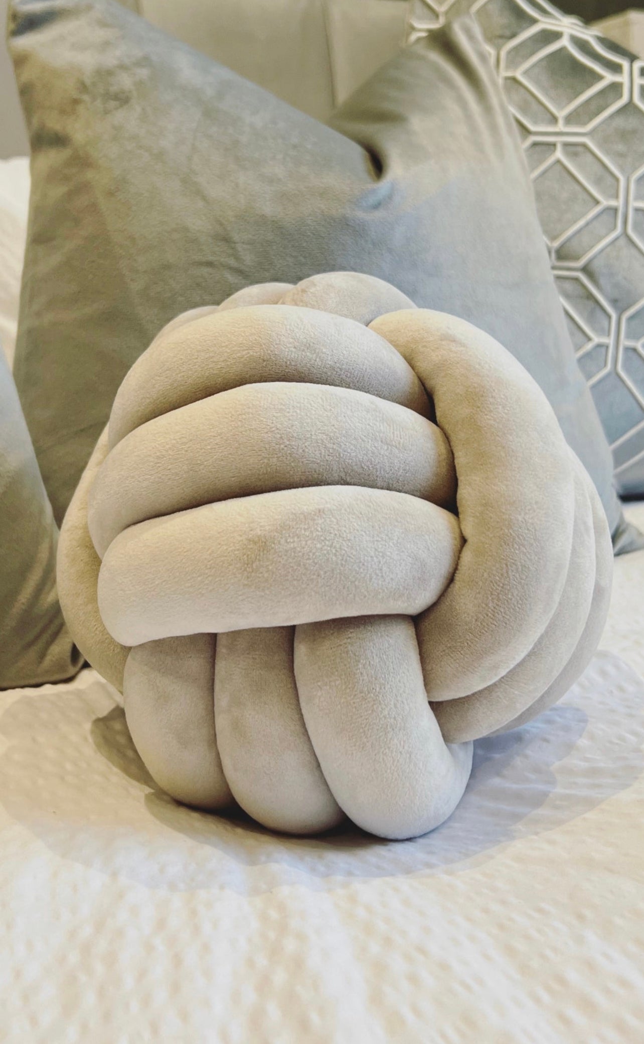 Greige Wrap Ball Cushion