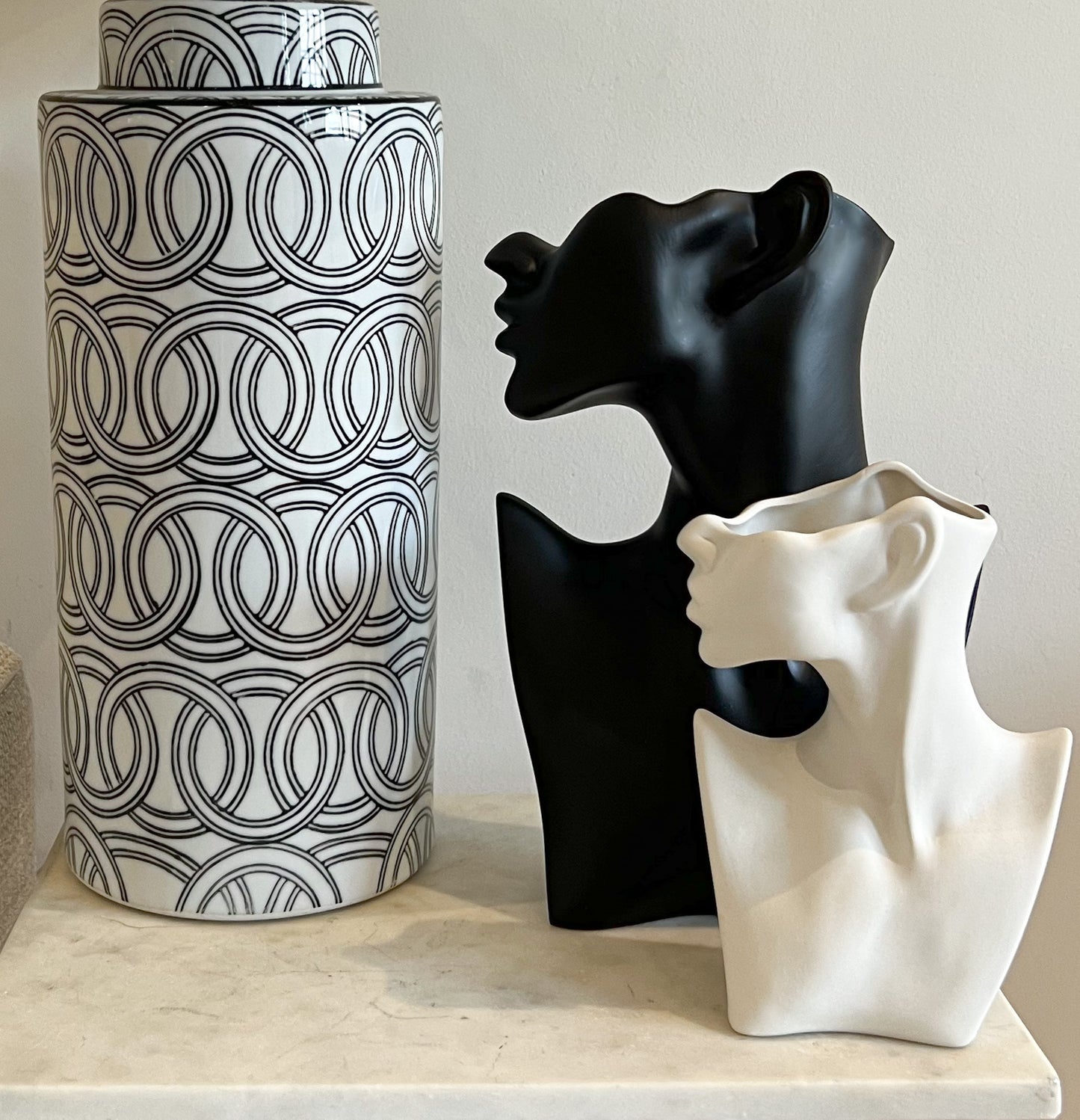 Half Face White Face Vase