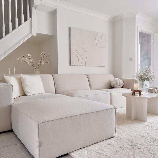 Ivory 3 Seater Sofa + Footstool