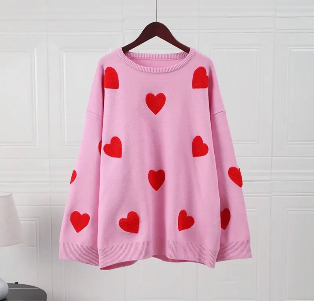 Pink heart sweater hotsell