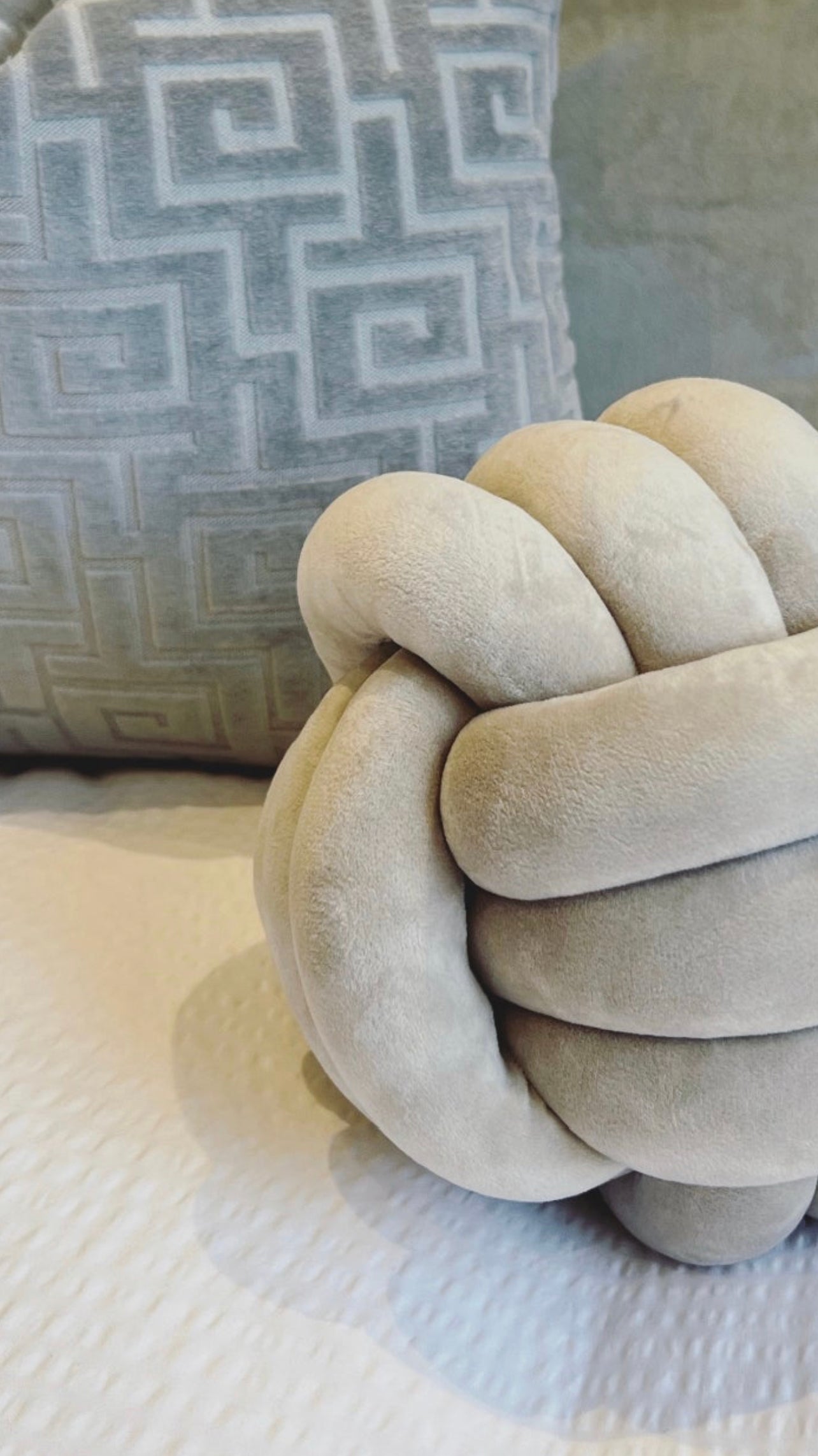 Greige Wrap Ball Cushion
