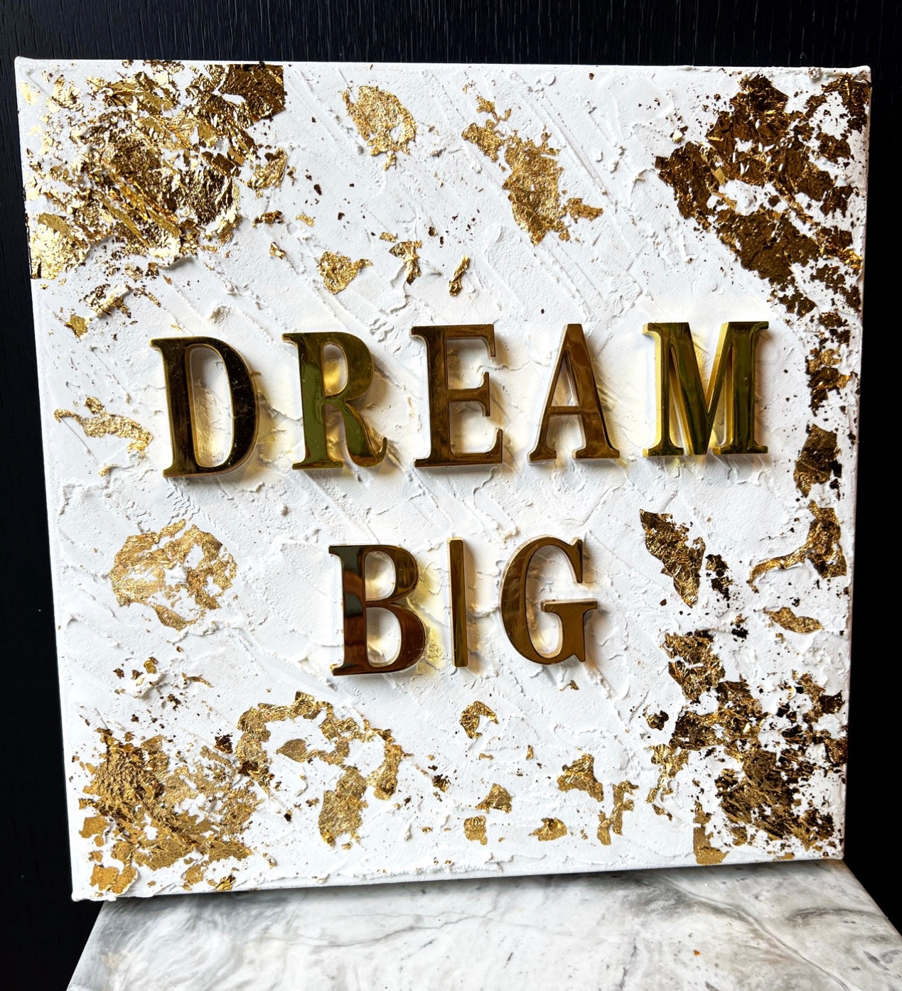 3D textured gold “Dream Big” Canvas