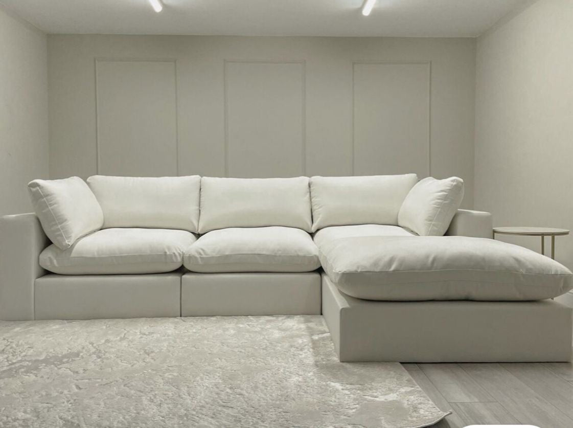 Whisper Linen and Taupe Sofa