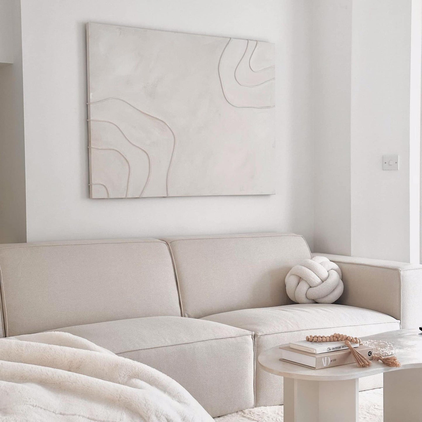 Ivory 3 Seater Sofa + Footstool