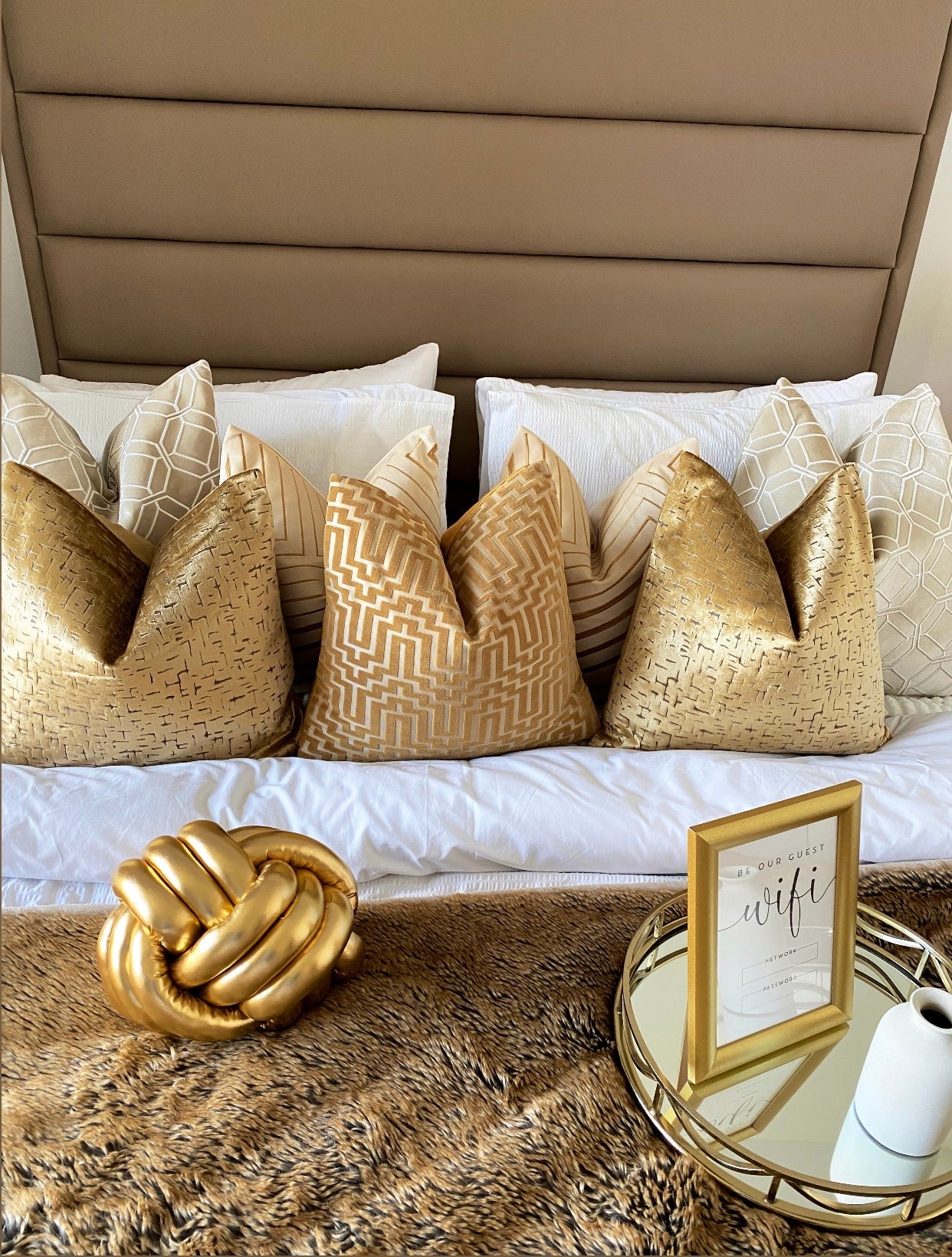 Gold Wrap Ball Cushion