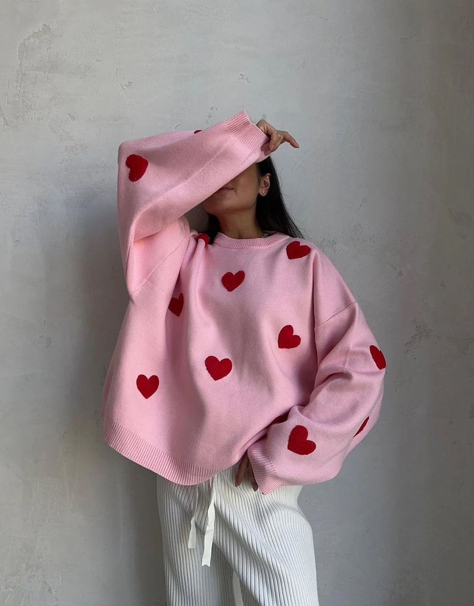 Pink Love Heart Cosy Jumper
