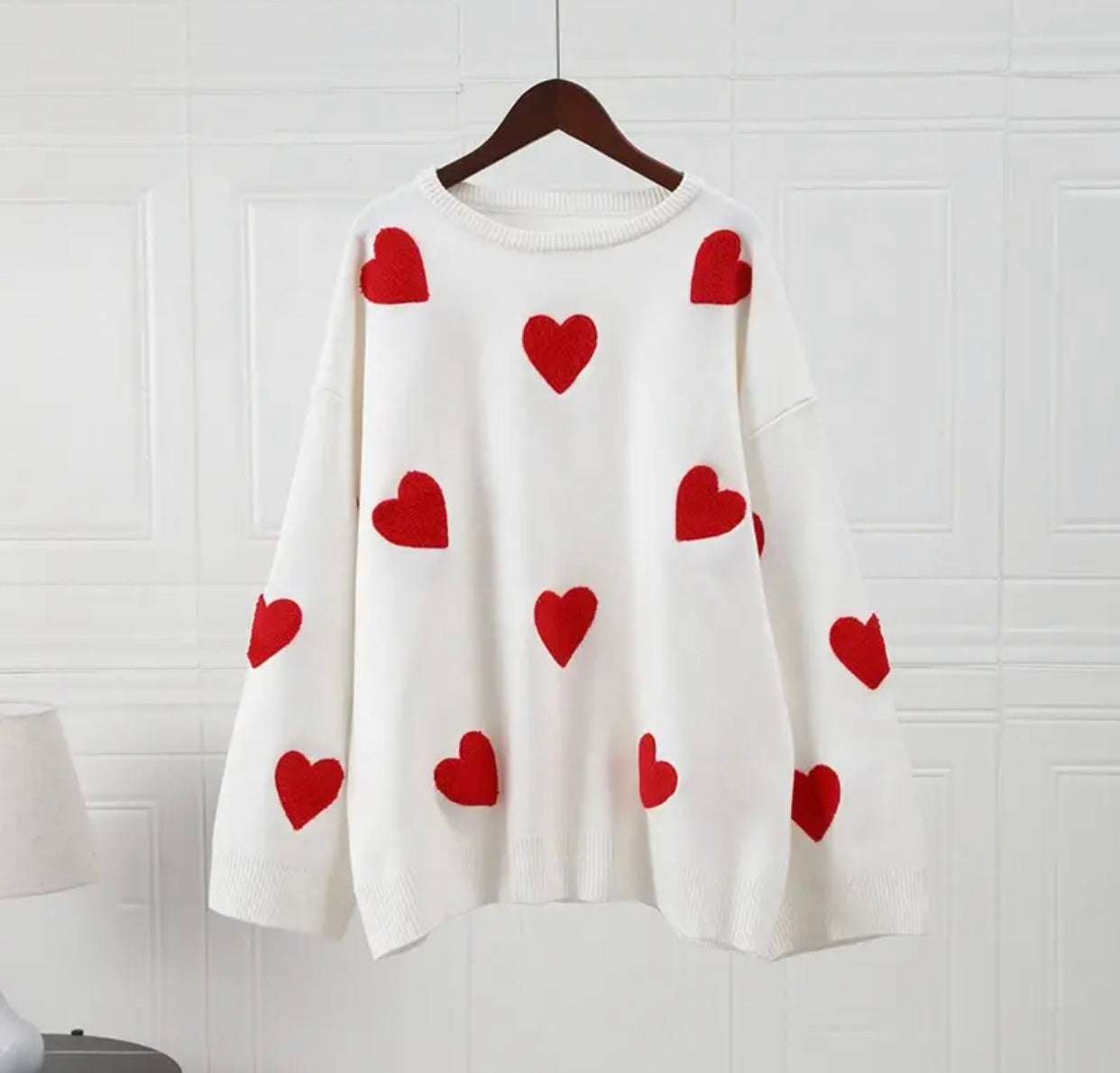 Cosy White Love Heart Jumper