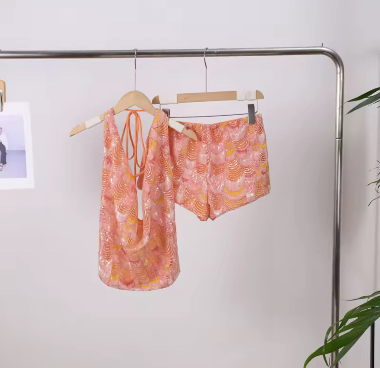 Peach Sequin Co-Ord Set
