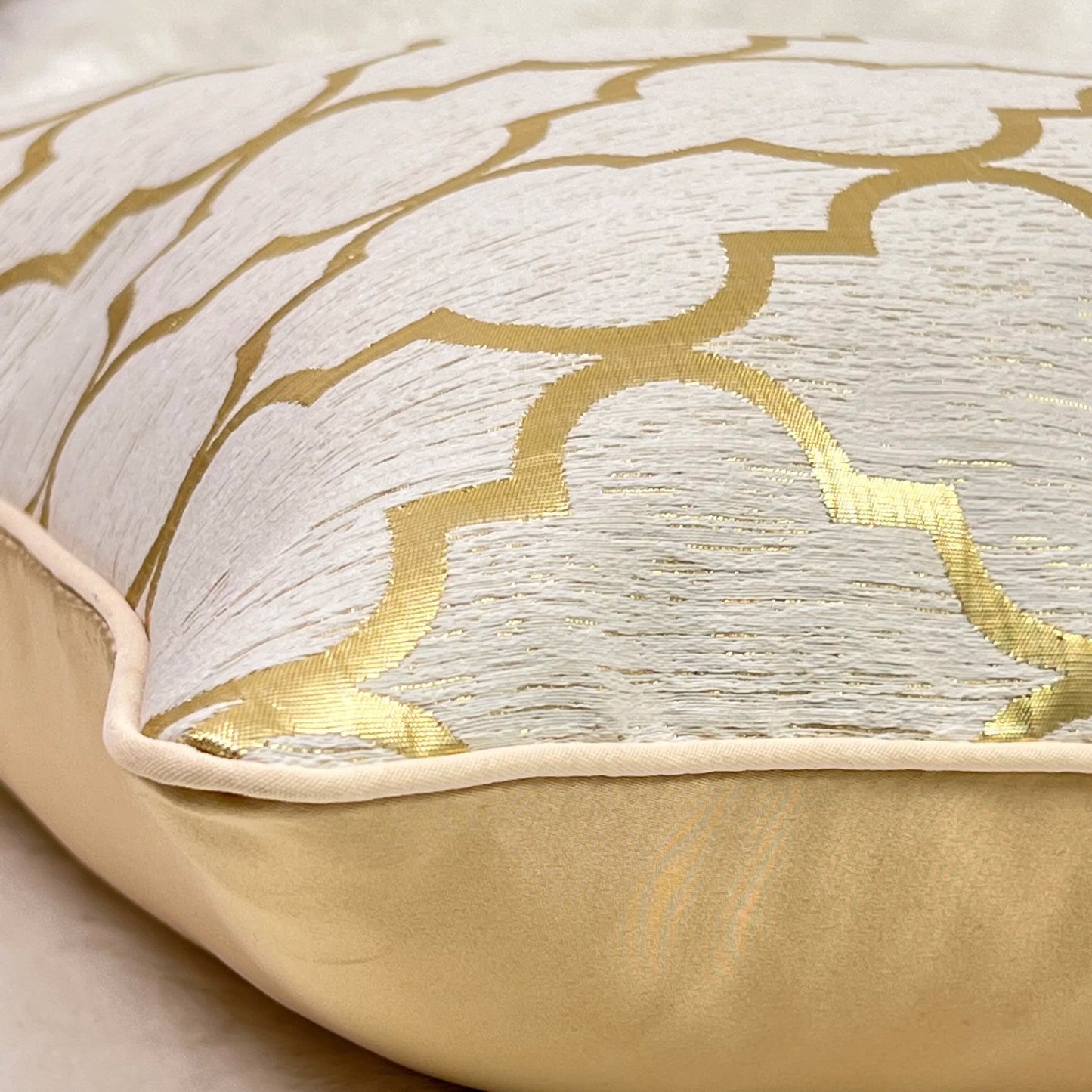 Duck Feather Gold Geo Cushion
