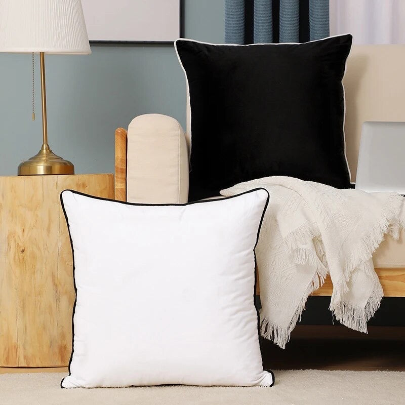 Black and White Edge Piping Cushion Cover