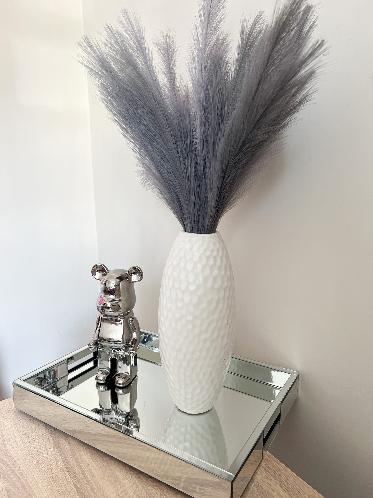 MESS FREE Grey 80cm Pampas Grass Bouquet