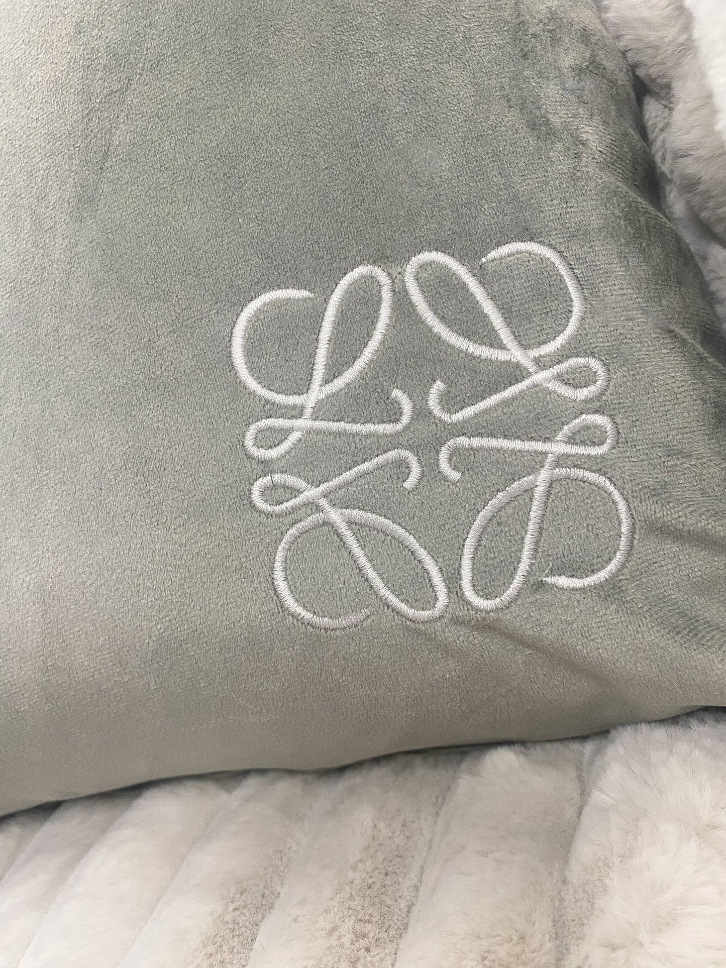 Suede L Grey and White Bespoke Cushion Cover
