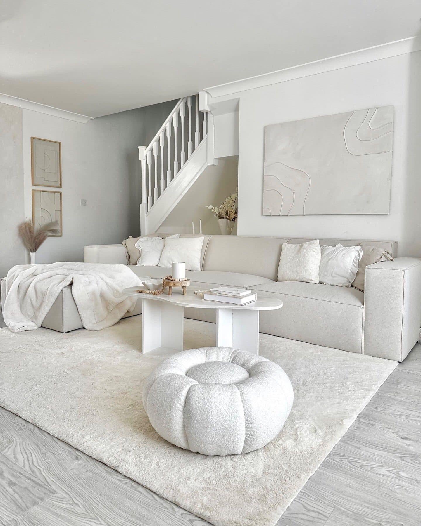 Ivory 3 Seater Sofa + Footstool
