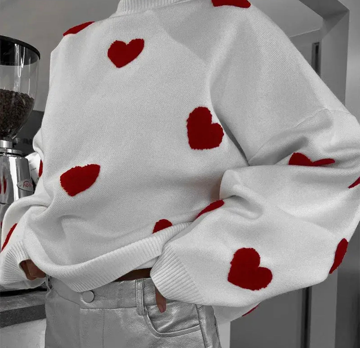 Cosy White Love Heart Jumper