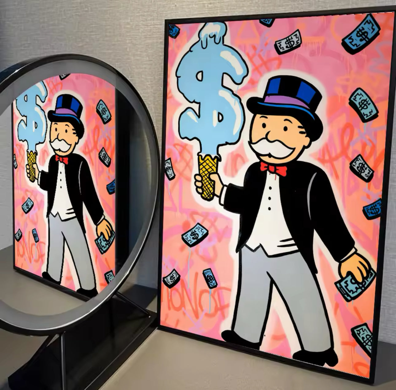 Peach Ice Monopoly Man Cotton Canvas Print