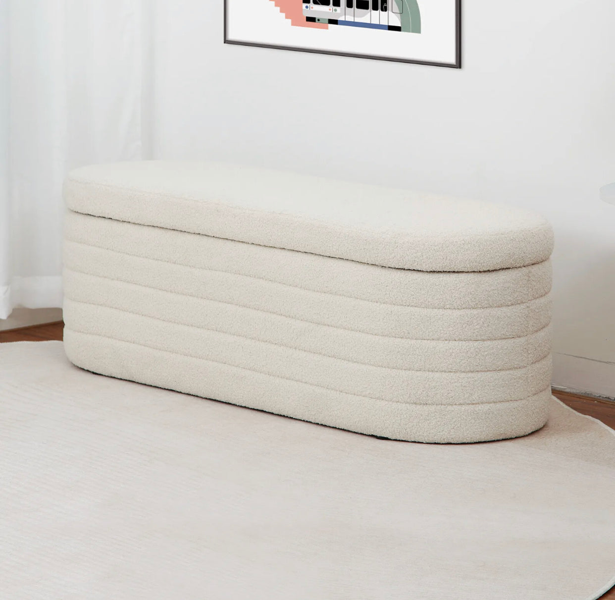 Teddy Boucle Storage Bench