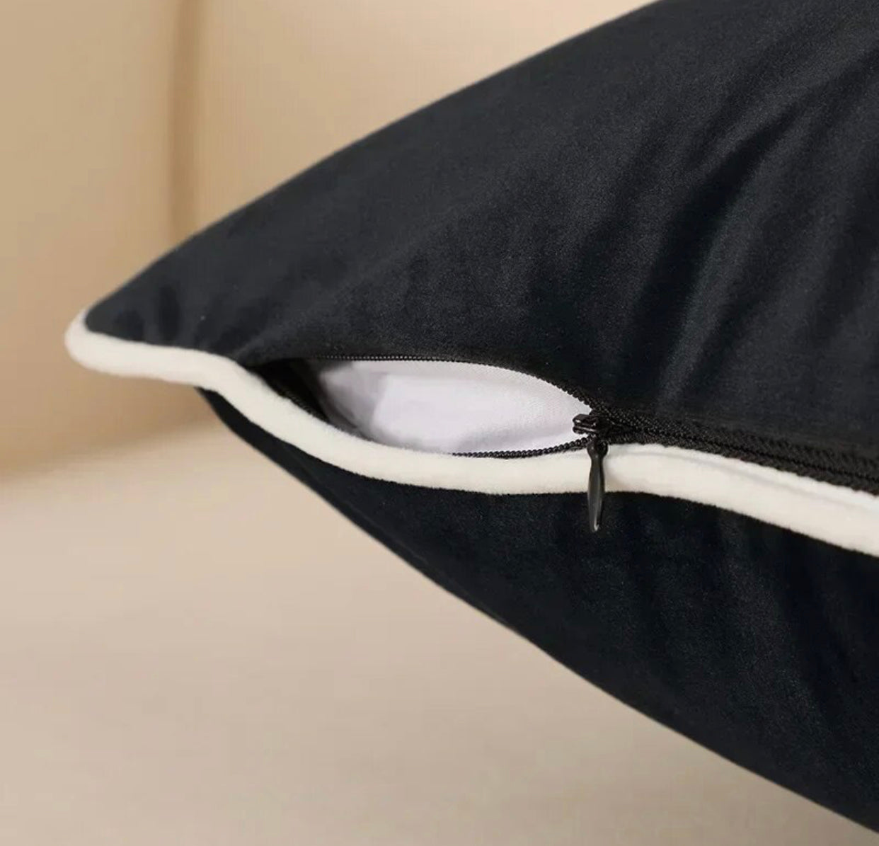Black and White Edge Piping Cushion Cover