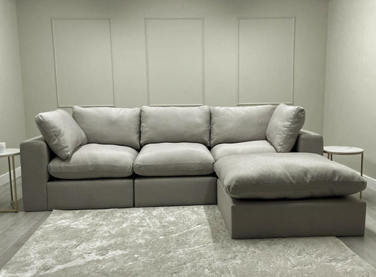 Whisper Linen and Taupe Sofa