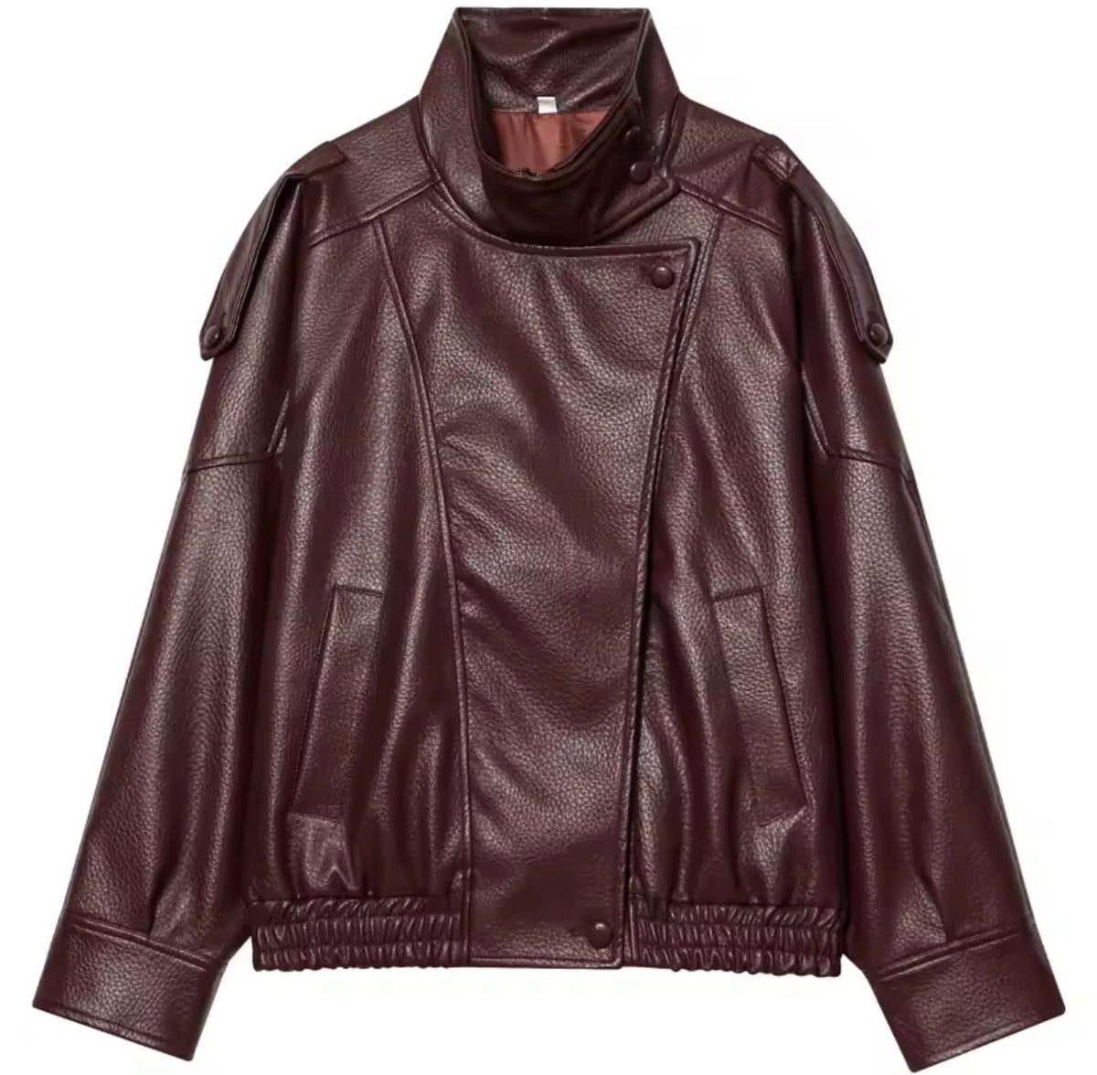 Funnel Faux Leather Jacket