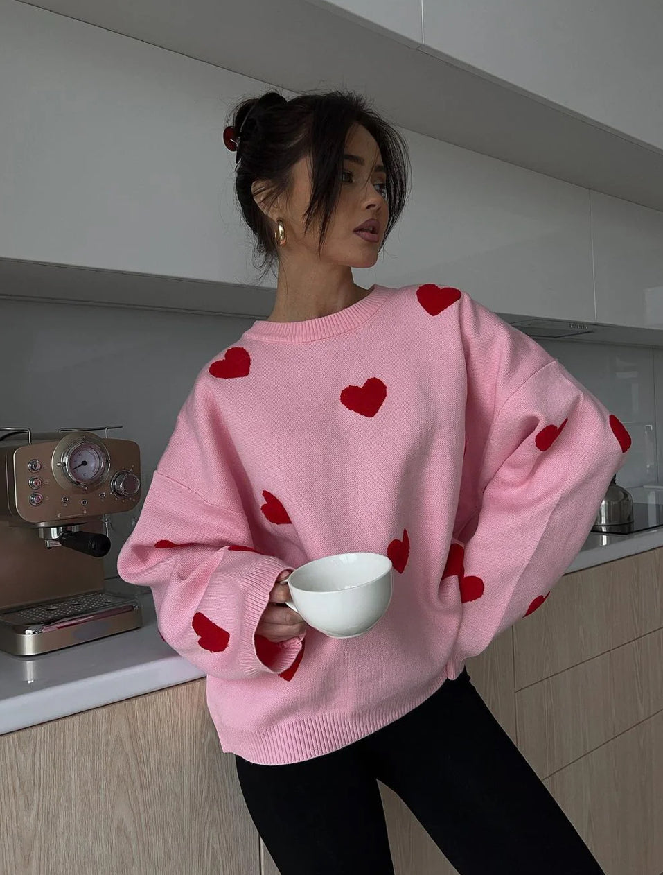 Pink Love Heart Cosy Jumper