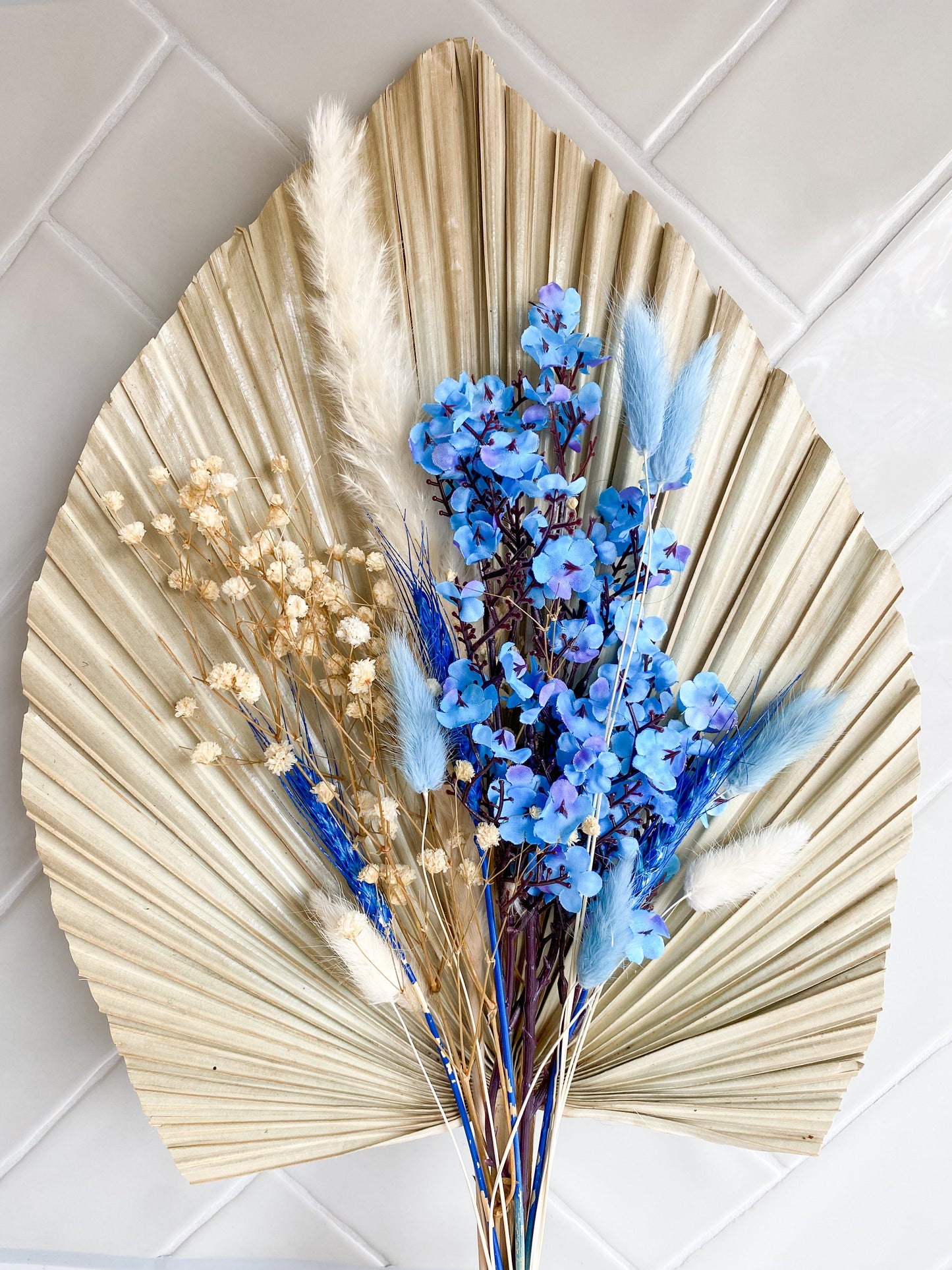 Blue Flower Dried Fan Bouquet