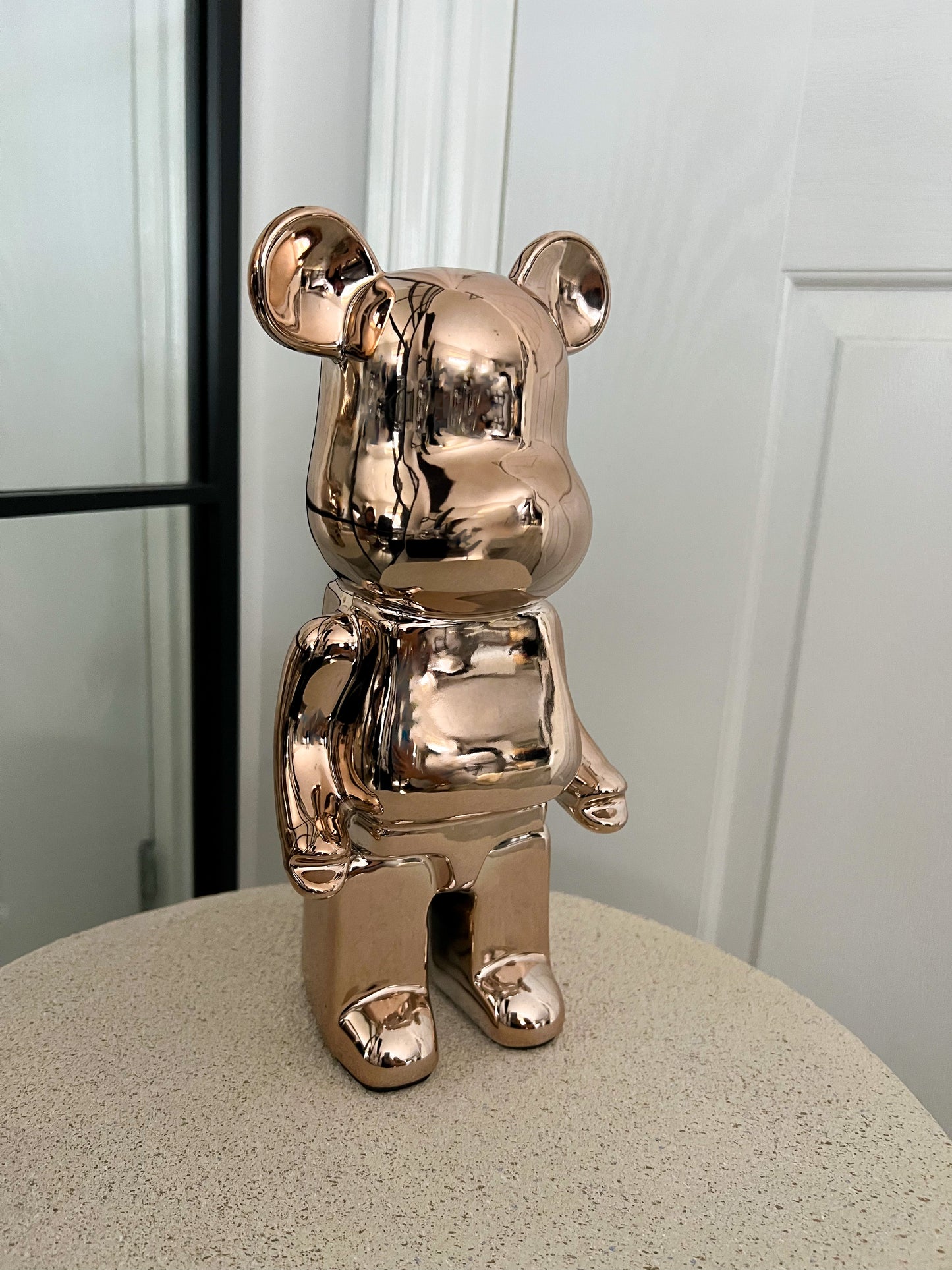 Rose Gold Bear brick piggy bank ceramic sculpture