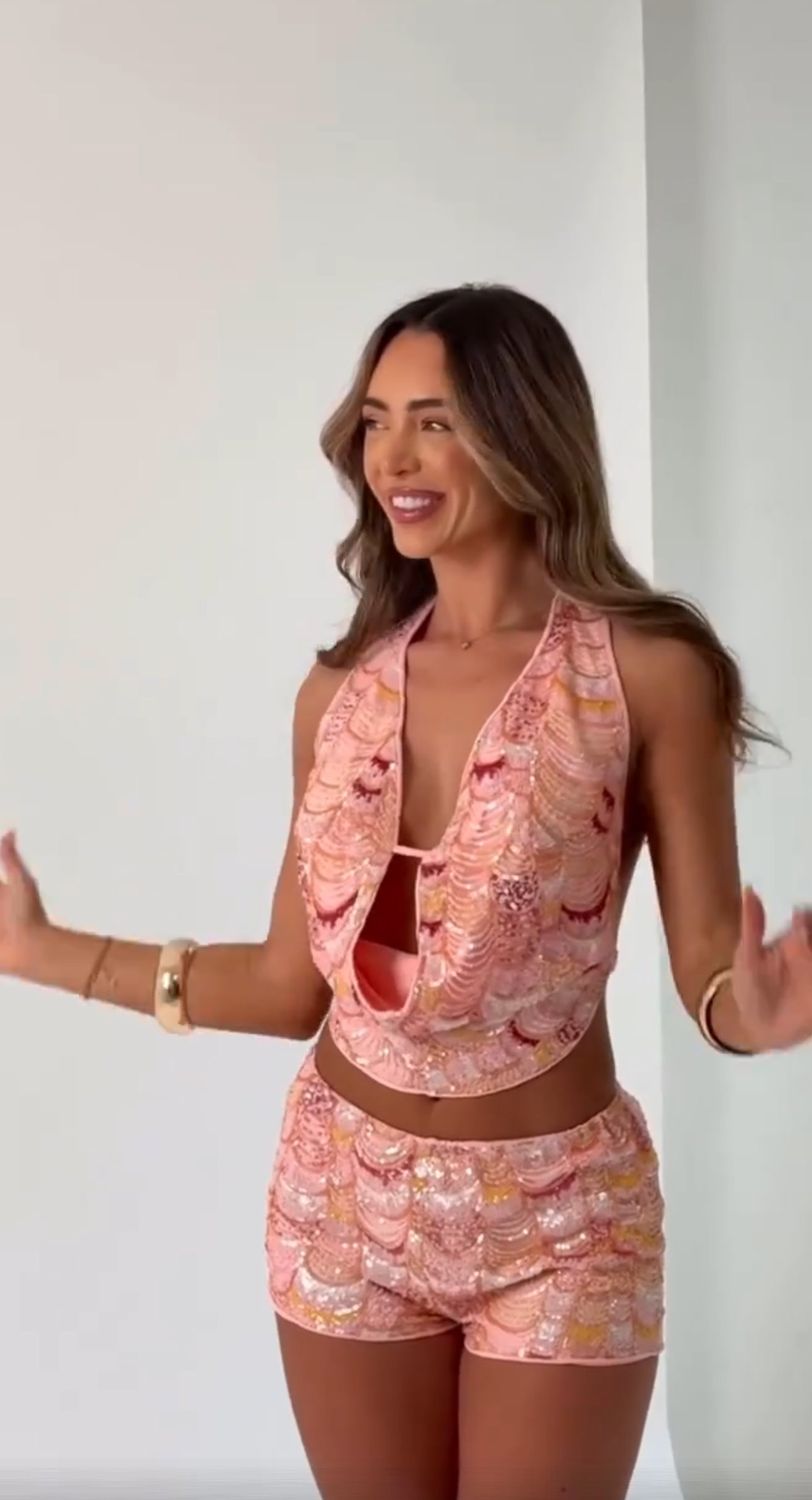 Peach Sequin Co-Ord Set
