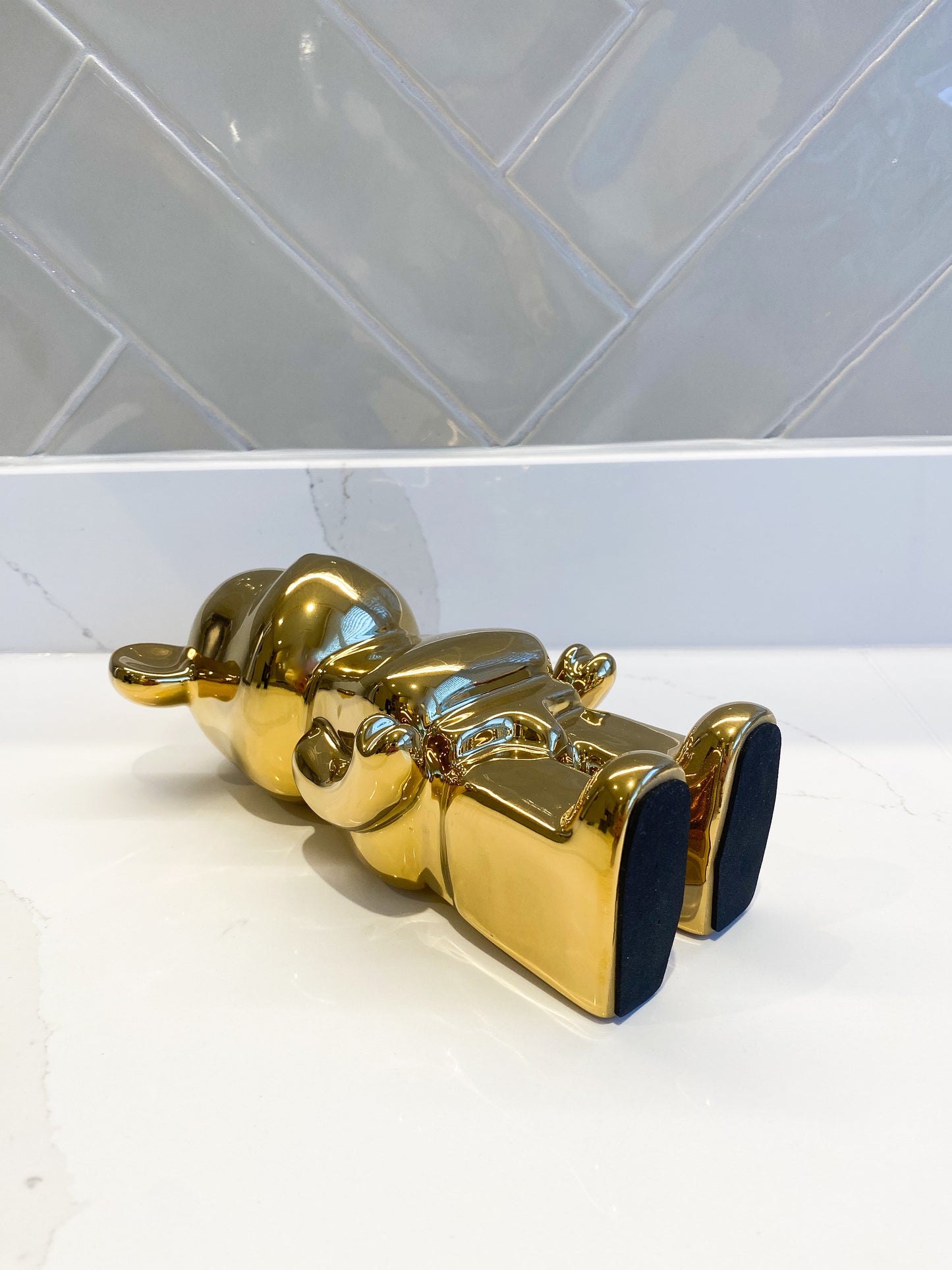 GOLD bear brick piggy bank ceramic sculpture