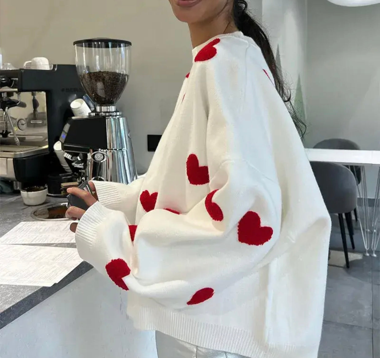 Cosy White Love Heart Jumper