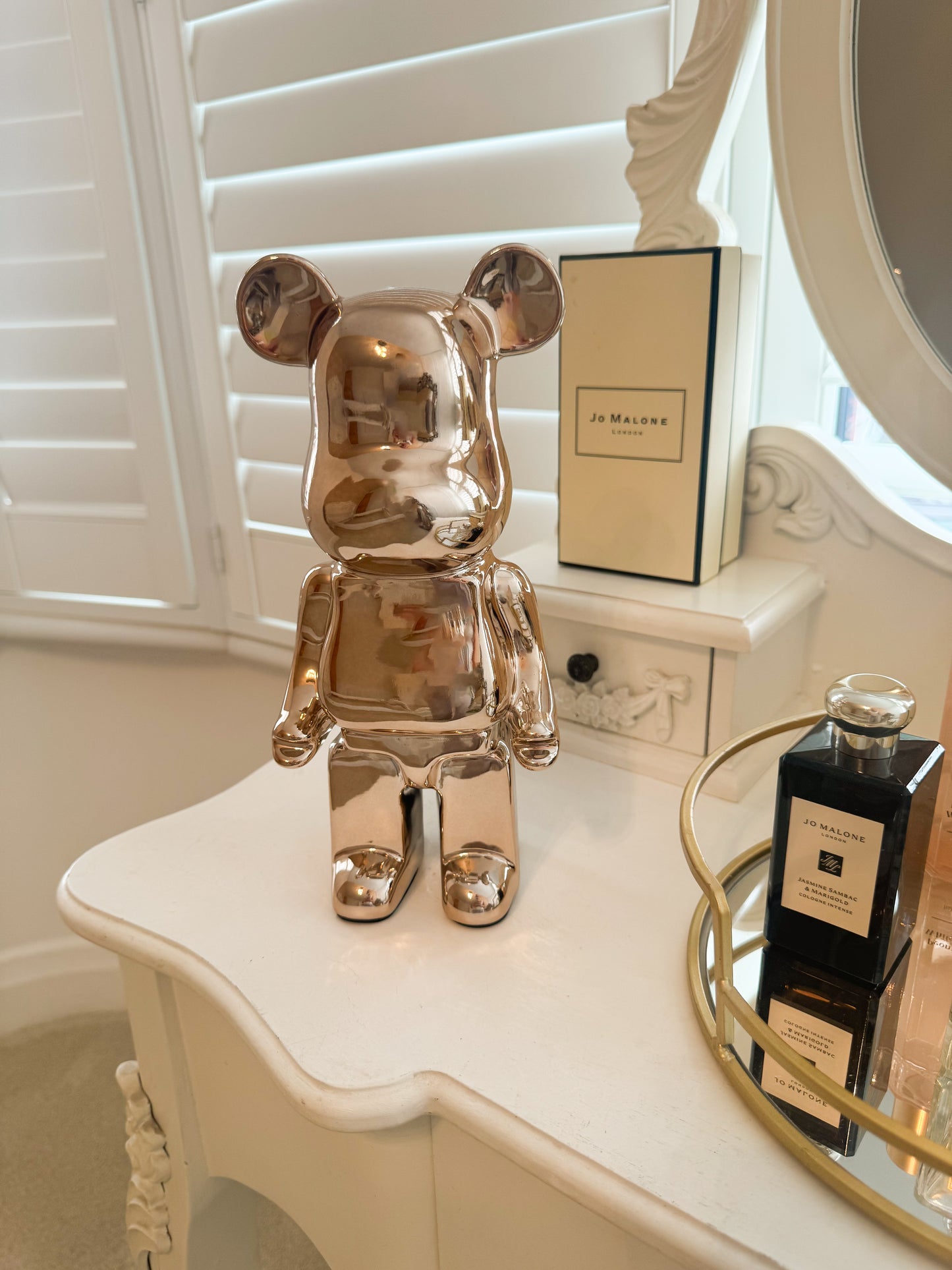 Rose Gold Bear brick piggy bank ceramic sculpture