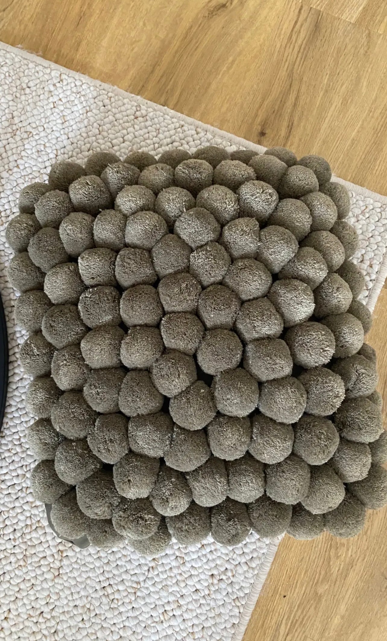 Khaki Handmade Ball Cushion Cover