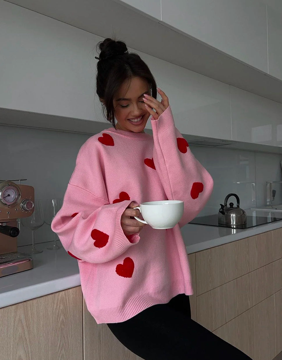 Pink Love Heart Cosy Jumper