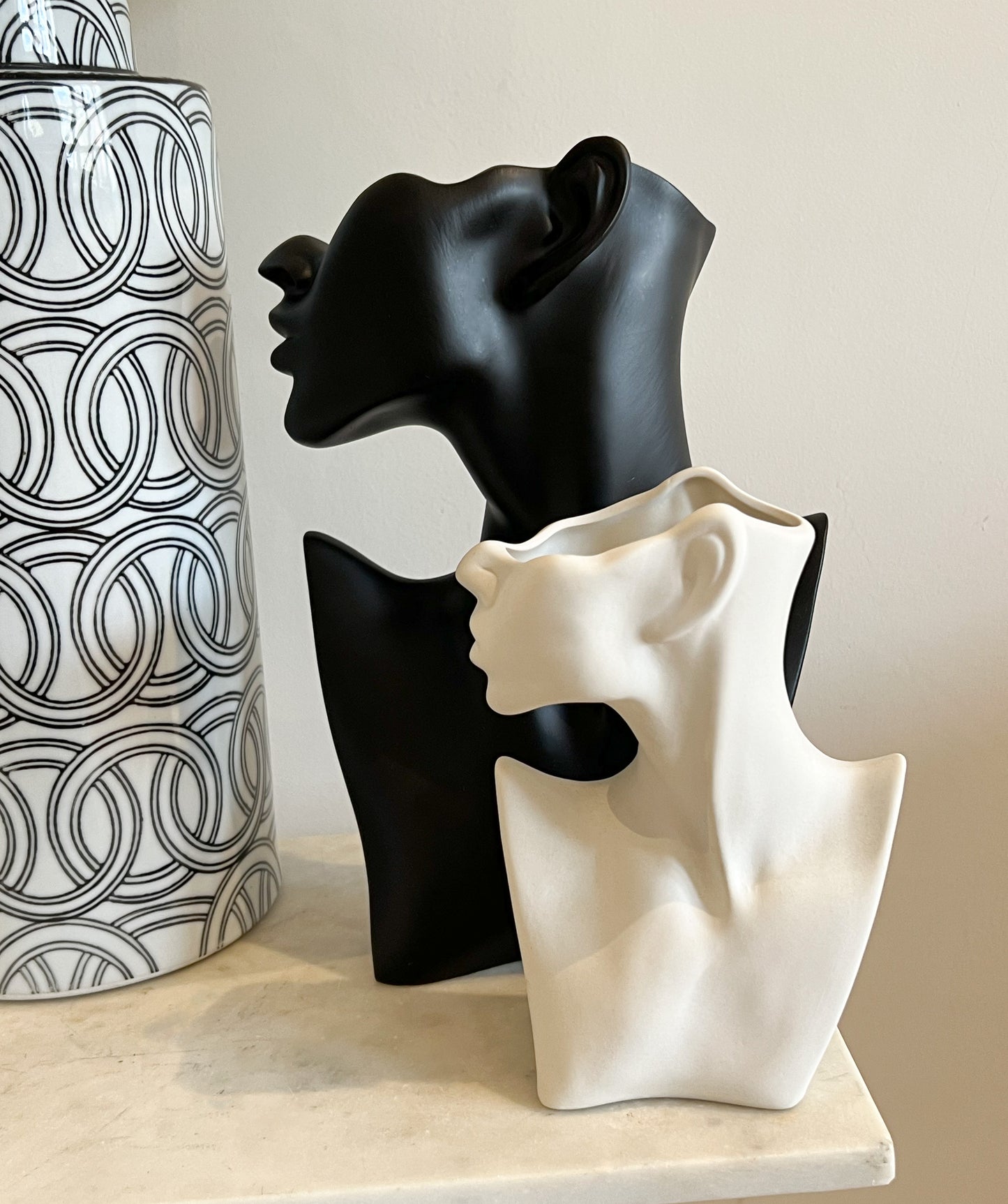 Half Face White Face Vase