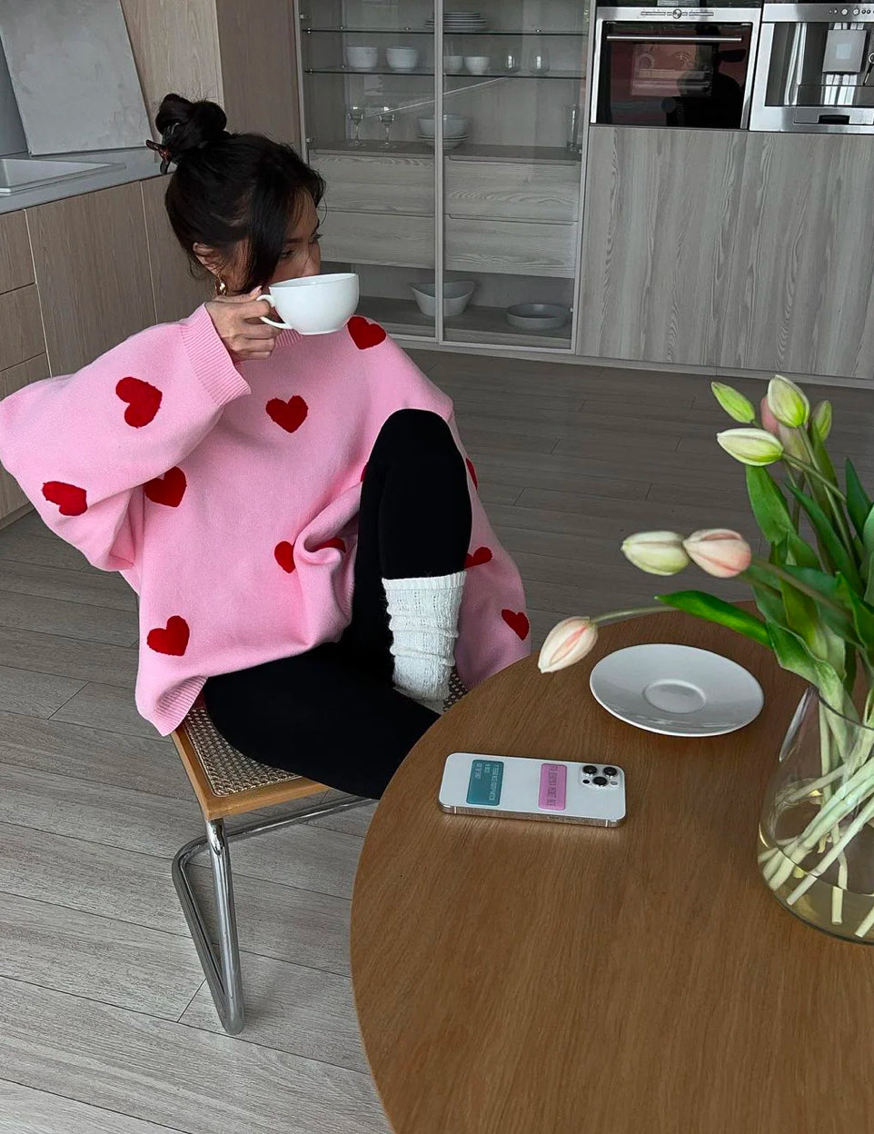 Pink Love Heart Cosy Jumper