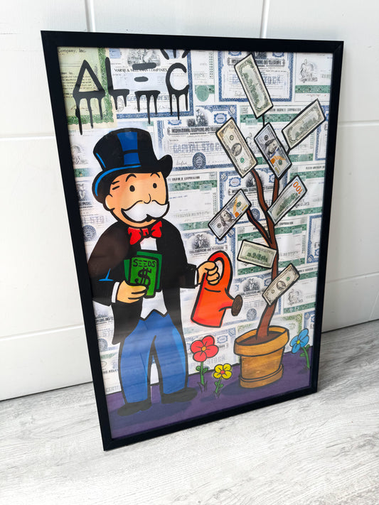 Ready to Hang Framed Monopoly Money Tree Picture